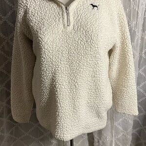 PINK Cream Sherpa Quarter-Zip Pullover